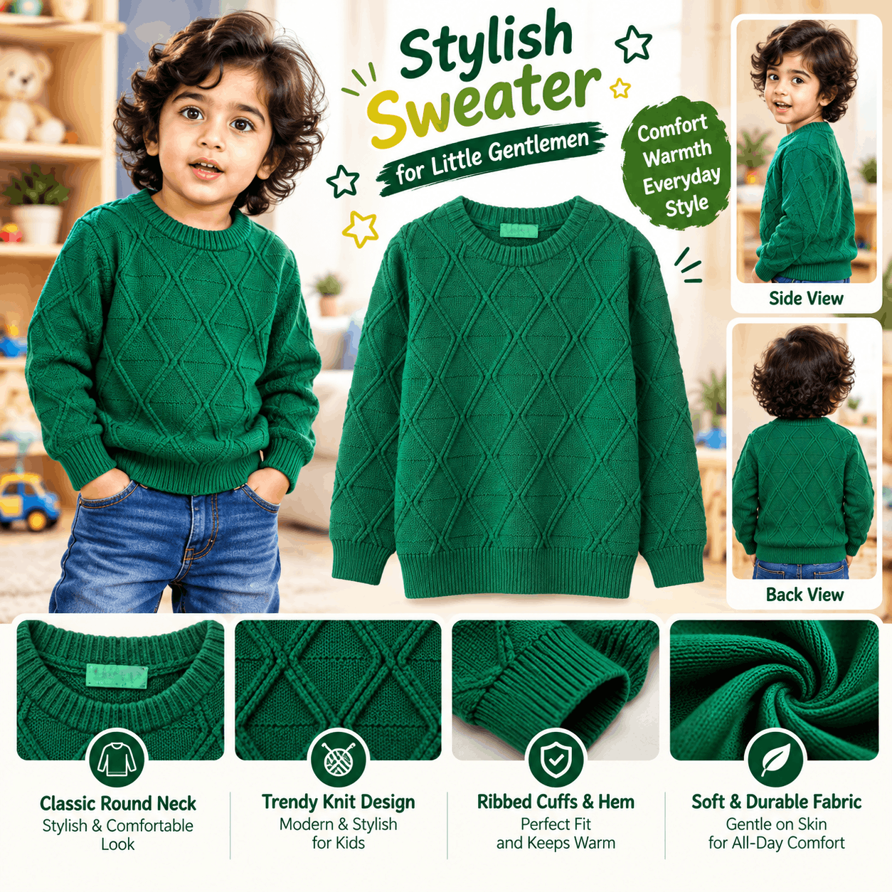 Kids Textured Knit Pullover